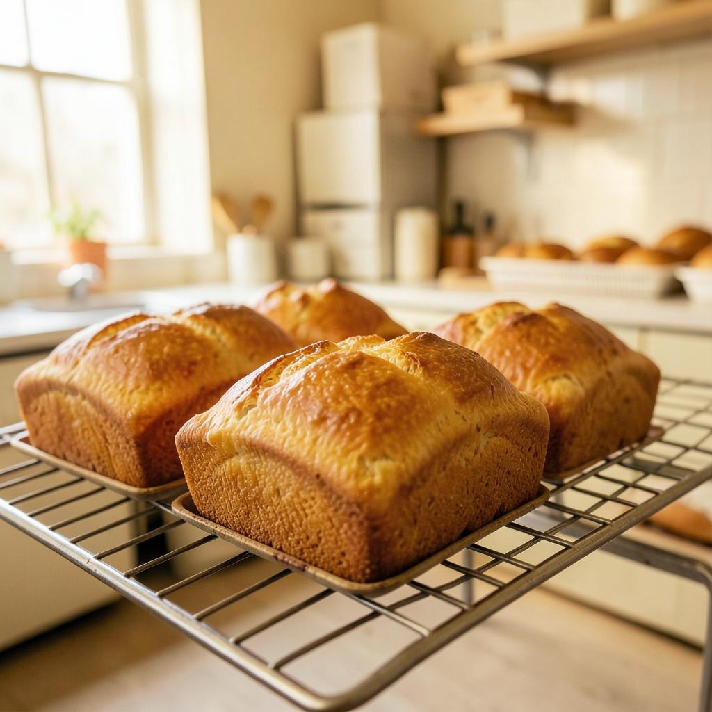 Freshly baked goods cooling on a rack